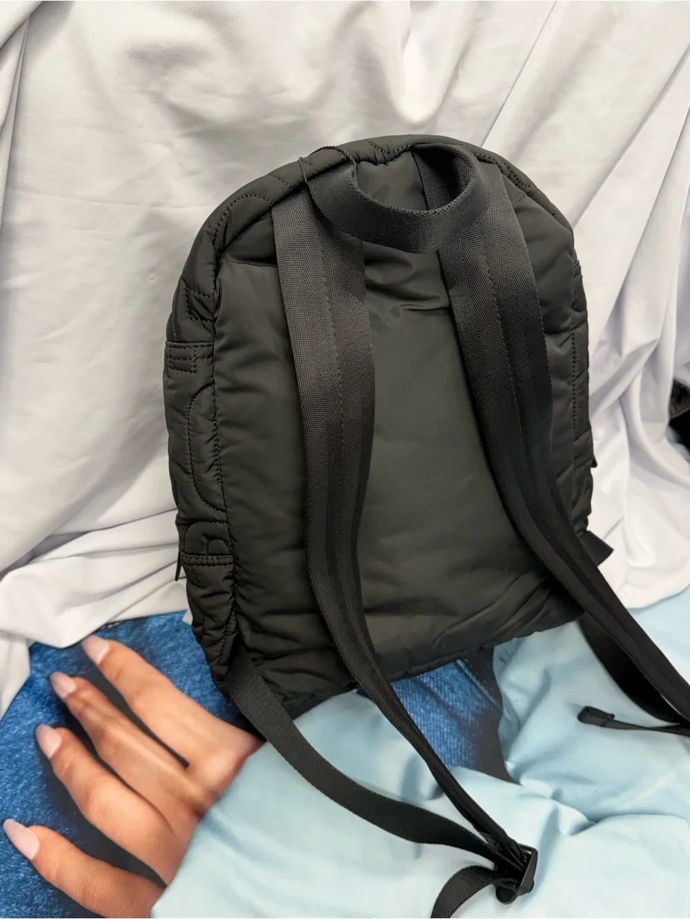 (new+tag) Marc Jacobs Black Quilted Logo Nylon Backpack size 15x11 inch
